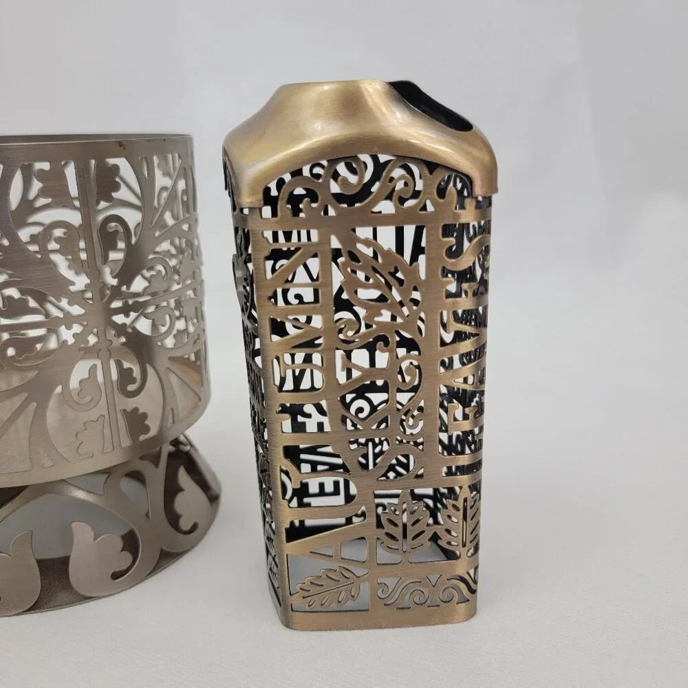 BATH & BODY WORKS 3 Wick Candle Holder Pedestal Soap Holder Silver Bronze 5 Pcs - Picture 6 of 15